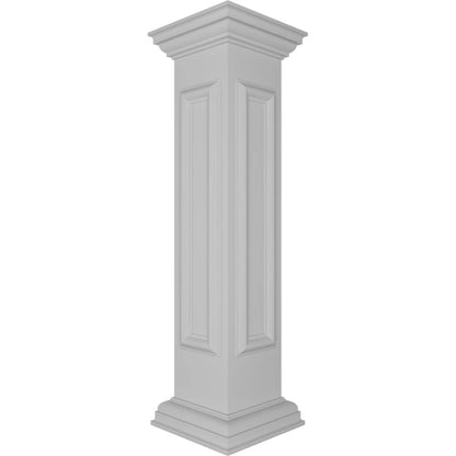 Ekena Millwork 8"W x 40"H End Newel Post with Panel, Flat Capital & Base Trim (Installation kit included)