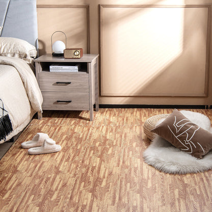 Gymax 24 Tiles Wood Grain EVA Foam Floor Mats Interlocking w/Borders 24'' Natural
