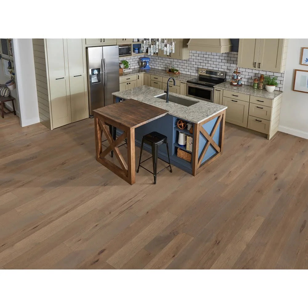 Shaw Sw486 Castlewood Hickory 8" Wide Wire Brushed Engineered Hickory Hardwood Flooring -
