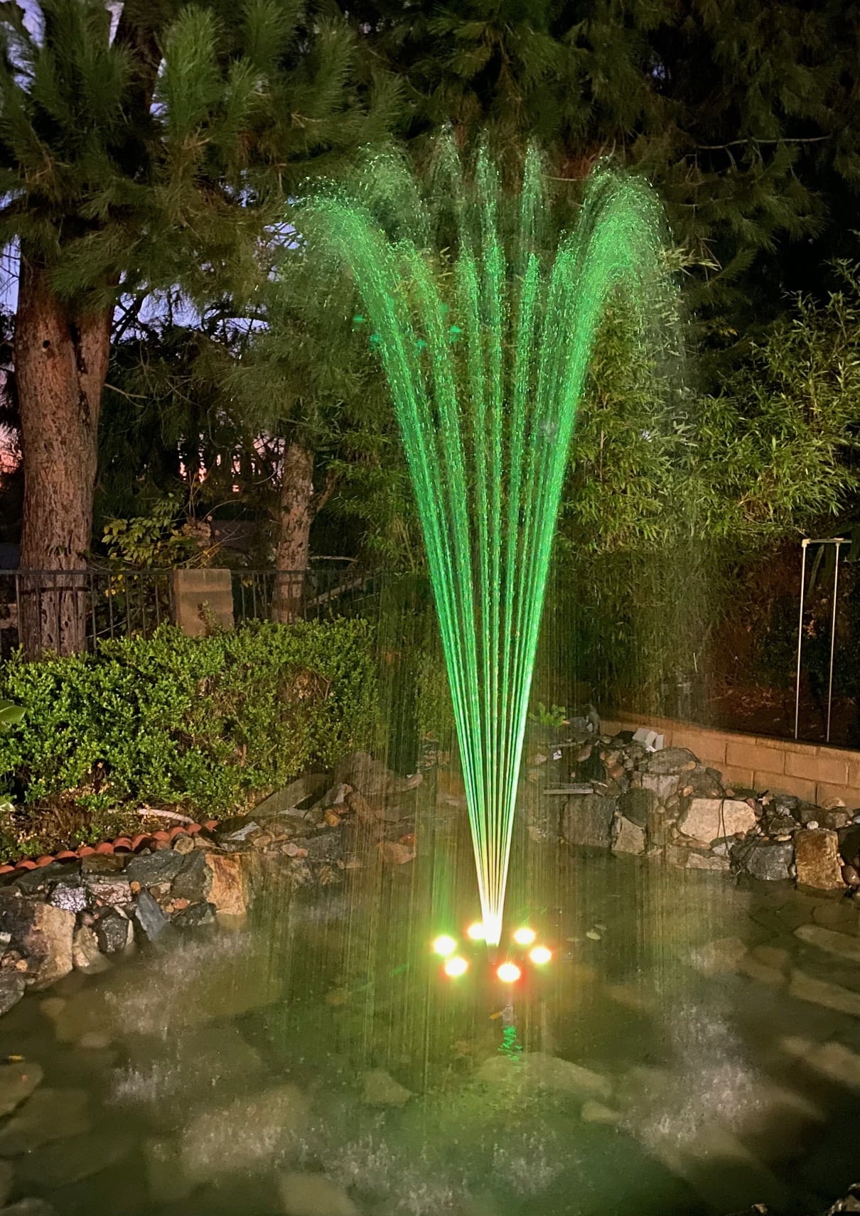 OceanMist PJ2000-6C Floating Pond Fountain, RGB LED Lighting, Includes Pump & Nozzles