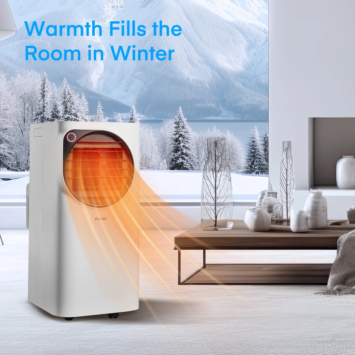FOHERE 12000 BTU Portable Air Conditioner for Room Cooling and Heating, Covers up to 550 Sq. Ft, 4 IN 1 All Season AC Portable Air Conditioner with Remote Control and Window Kit, White