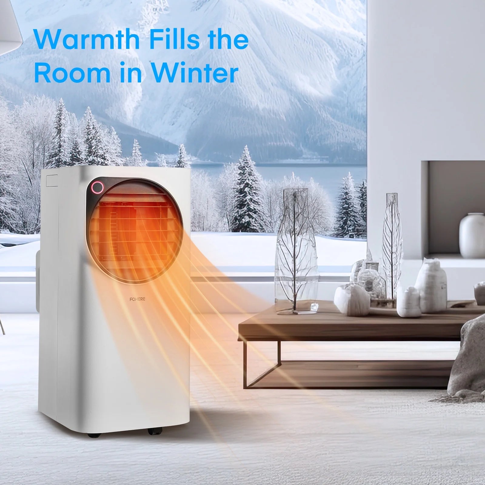 FOHERE 12000 BTU Portable Air Conditioner for Room Cooling and Heating, Covers up to 550 Sq. Ft, 4 IN 1 All Season AC Portable Air Conditioner with Remote Control and Window Kit, White