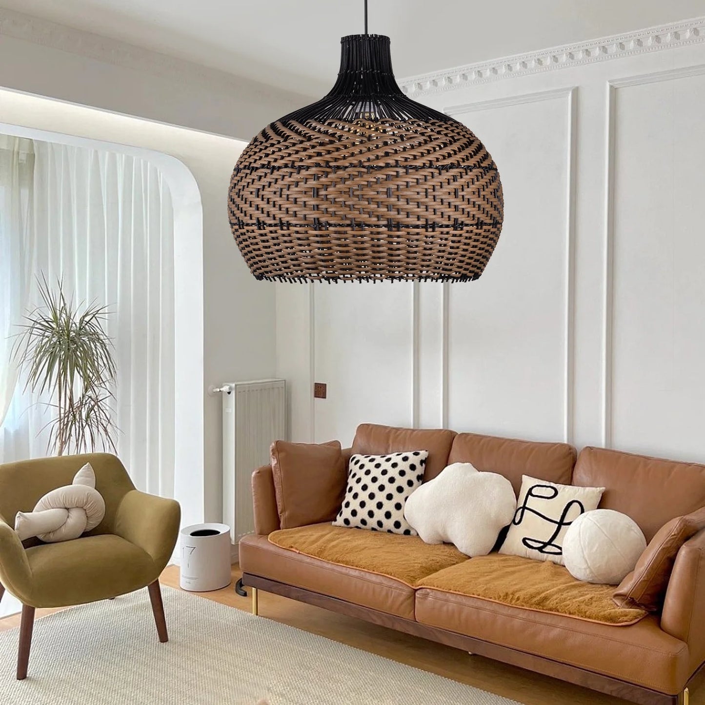 Arturesthome Basket Light Fixture Rattan Pendant Lighting for Living Room 1-Lights