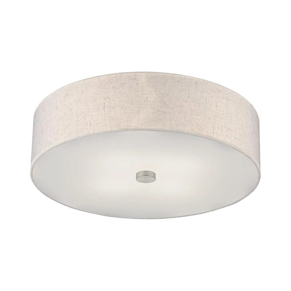 Livex Lighting Meridian 8" 4-Light Metal & Fabric Semi Flush in Brushed Nickel