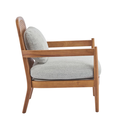 Christopher Knight Home Mid-Century Modern Accent Chairs, Wood Frame with Rattan Backrest, Grayish Green, Set of 2