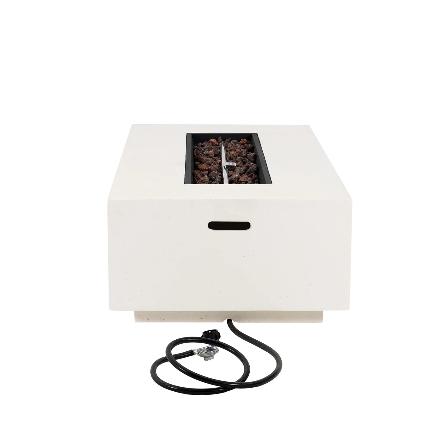 Christopher Knight Home Modern Outdoor 56" Rectangular Propane Fire Pit, 50,000 BTU, White MGO, (No Tank Cover)