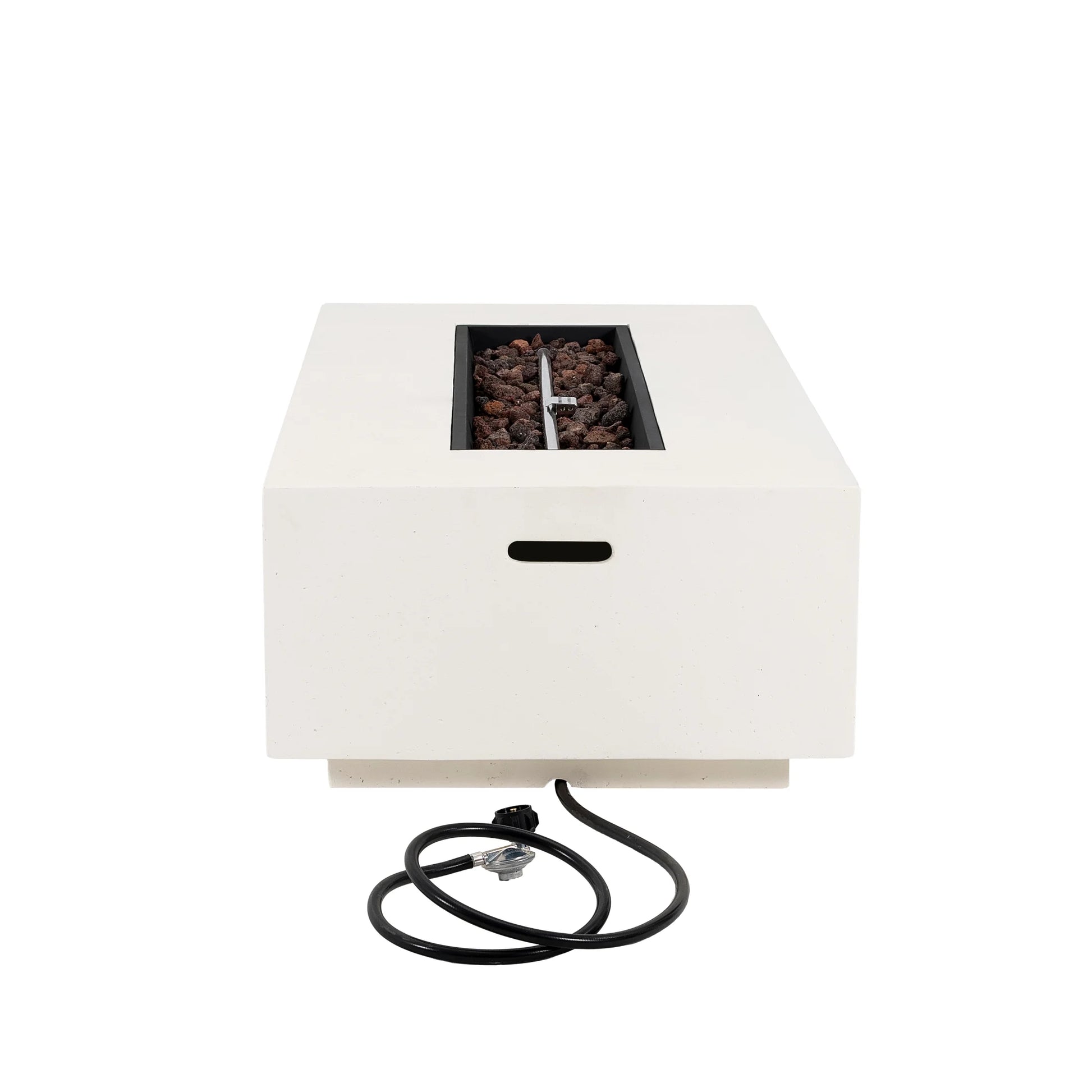 Christopher Knight Home Modern Outdoor 56" Rectangular Propane Fire Pit, 50,000 BTU, White MGO, (No Tank Cover)