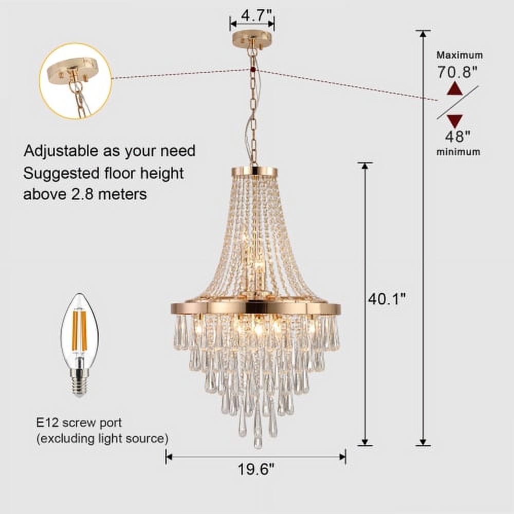ACE-LIGHTS,Gold Crystal Chandeliers(Bulbs Not Included),Large Contemporary Luxury Ceiling Lighting for Living Room,Dining Room,Bedroom,Hallway(Golden)