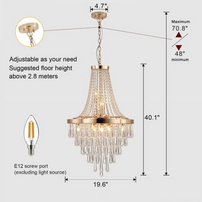 ACE-LIGHTS,Gold Crystal Chandeliers(Bulbs Not Included),Large Contemporary Luxury Ceiling Lighting for Living Room,Dining Room,Bedroom,Hallway(Golden)