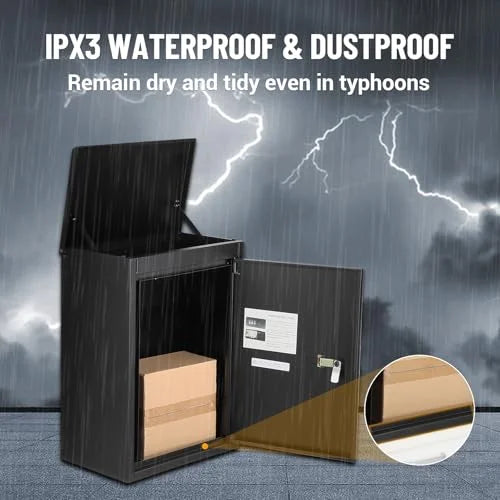 Huloretions Package Delivery Boxes for Outside,Large Package Delivery Drop Box,Galvanized Steel Parcel MailboxCode Lock & Mounting Hardware,Parcel Drop Box for Porch,Curbside