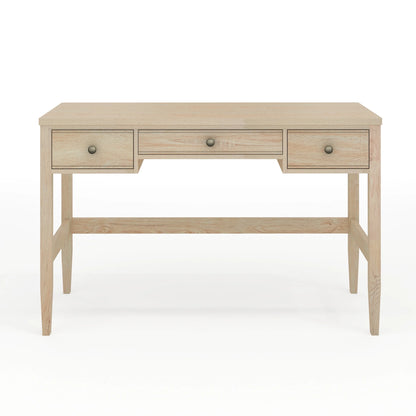 Martha Stewart Home Office Writing Desk with Tapered Legs in Light Natural with Antique Bronze Hardware