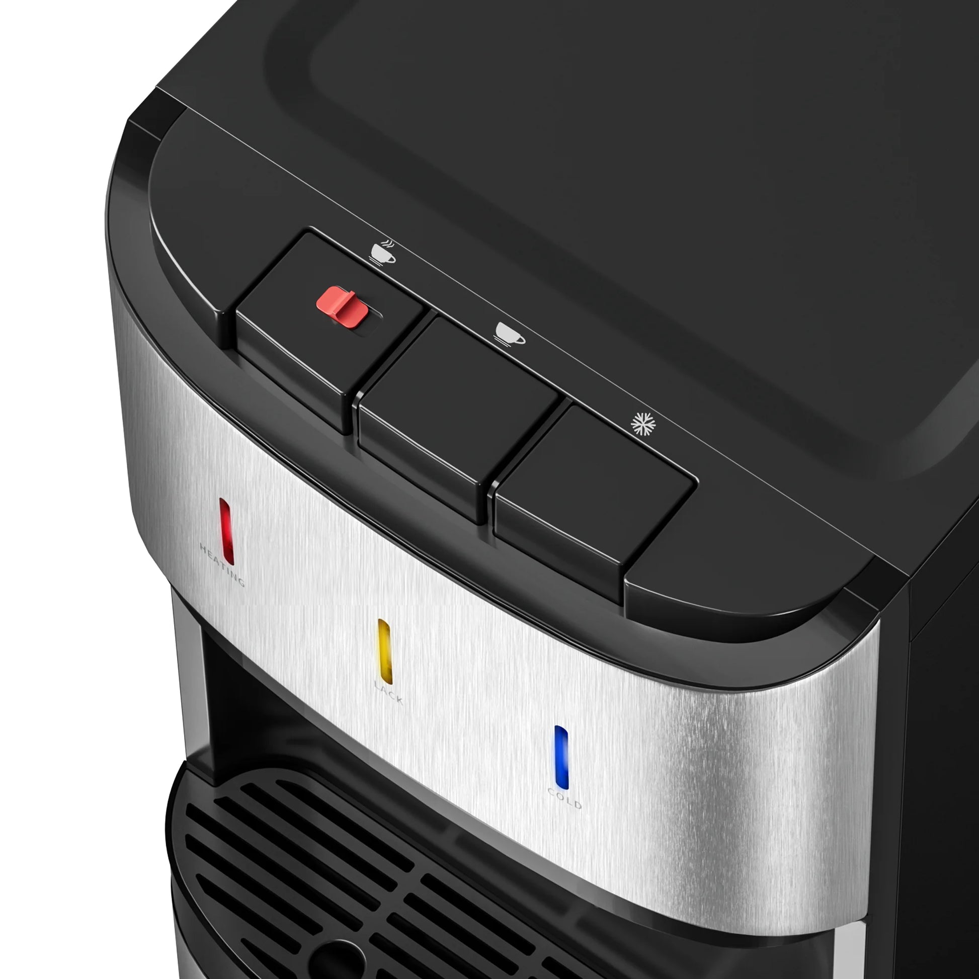 UrbanSync Bottom-Mounted Water Dispenser, 3 Temperatures (Hot, Cold, and Room), with Safety Lock, LED Lighting, Empty Bottle Alert, Silver