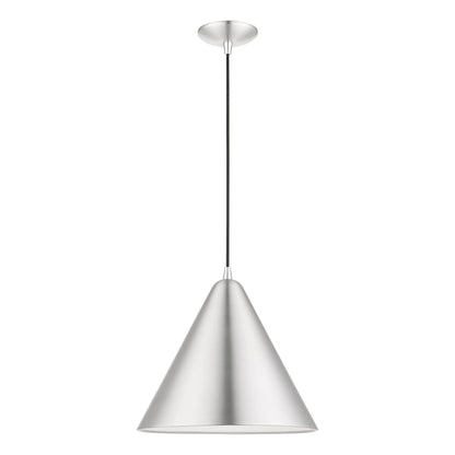 Livex Lighting Dulce 14" 1-Light Modern Metal Single Pendant in Shiny Black