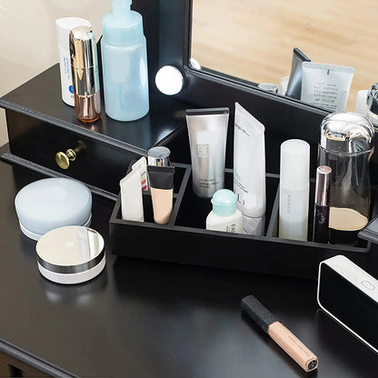 LilyFantasy Vanity Set with Mirror and Lights, Makeup Vanity for Women and Girls, Modern Make up Table and chair for Bedroom, 10 LED Light Bulbs & 3 Color Lighting Modes, White