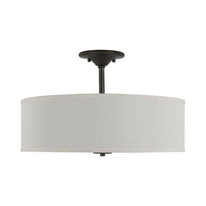 P350168-009-Progress Lighting-Inspire - Close-to-Ceiling Light - 3 Light - Drum Shade in Farmhouse style - 18 Inches wide by 11.5 Inches high-Brushed