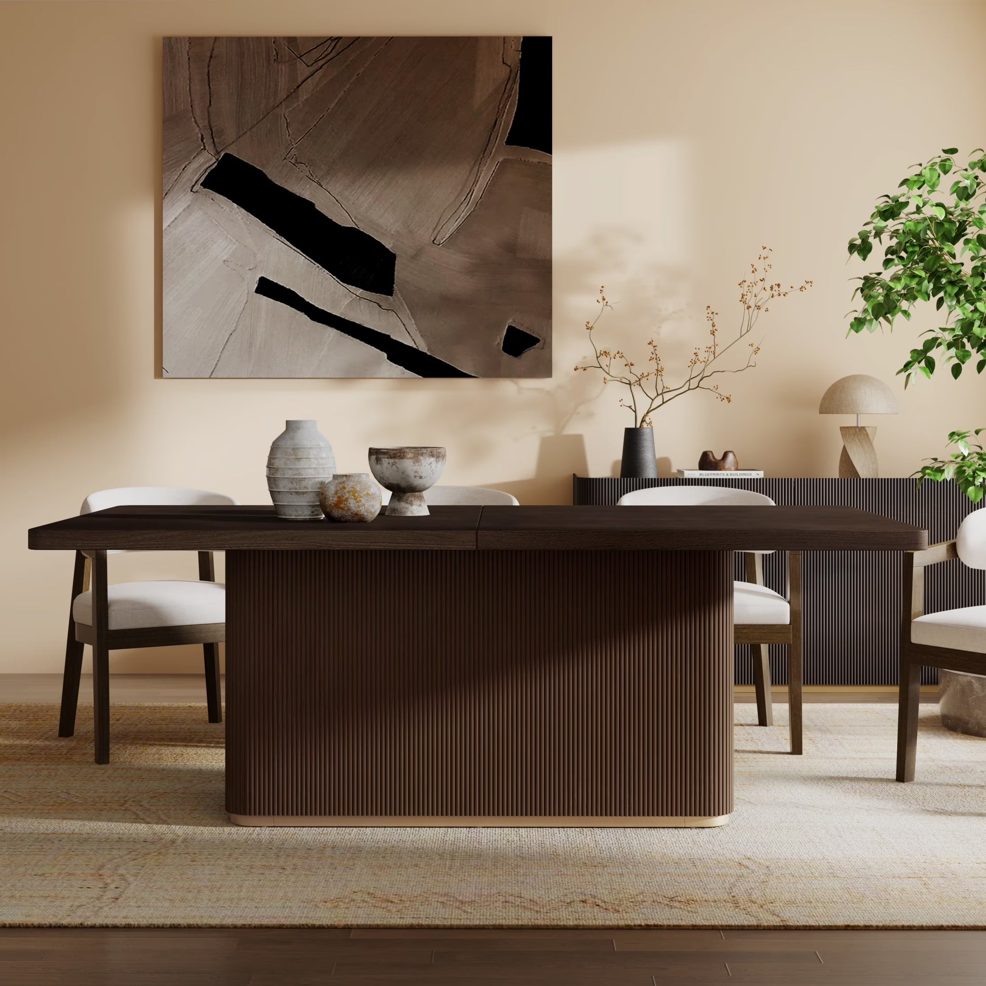 Christopher Knight Home 84" Rectangular Wood Dining Table for 6-8 people with Solid Pillar Base, Walnut