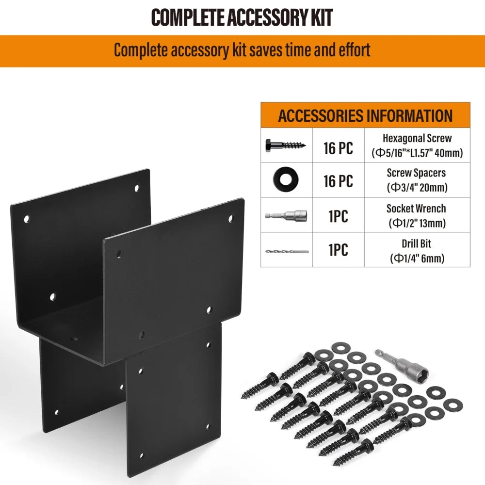 Tohu 12-Set Pergola Hardware Kit - Pre-Drilled Galvanized Brackets for Gazebo/Patio, 10-Minute Tool-Free Assembly 4In