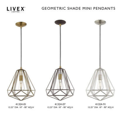 41324-69-Livex Lighting-Knox - 1 Light Pendant In Geometric Style-18 Inches Tall and 12.25 Inches Wide-Shiny White Finish -Traditional Installation