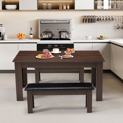 AVAWING 44" Dining Room Bench Set of 2, Wood & Linen Fabric Kitchen Benches, Beige & Natural