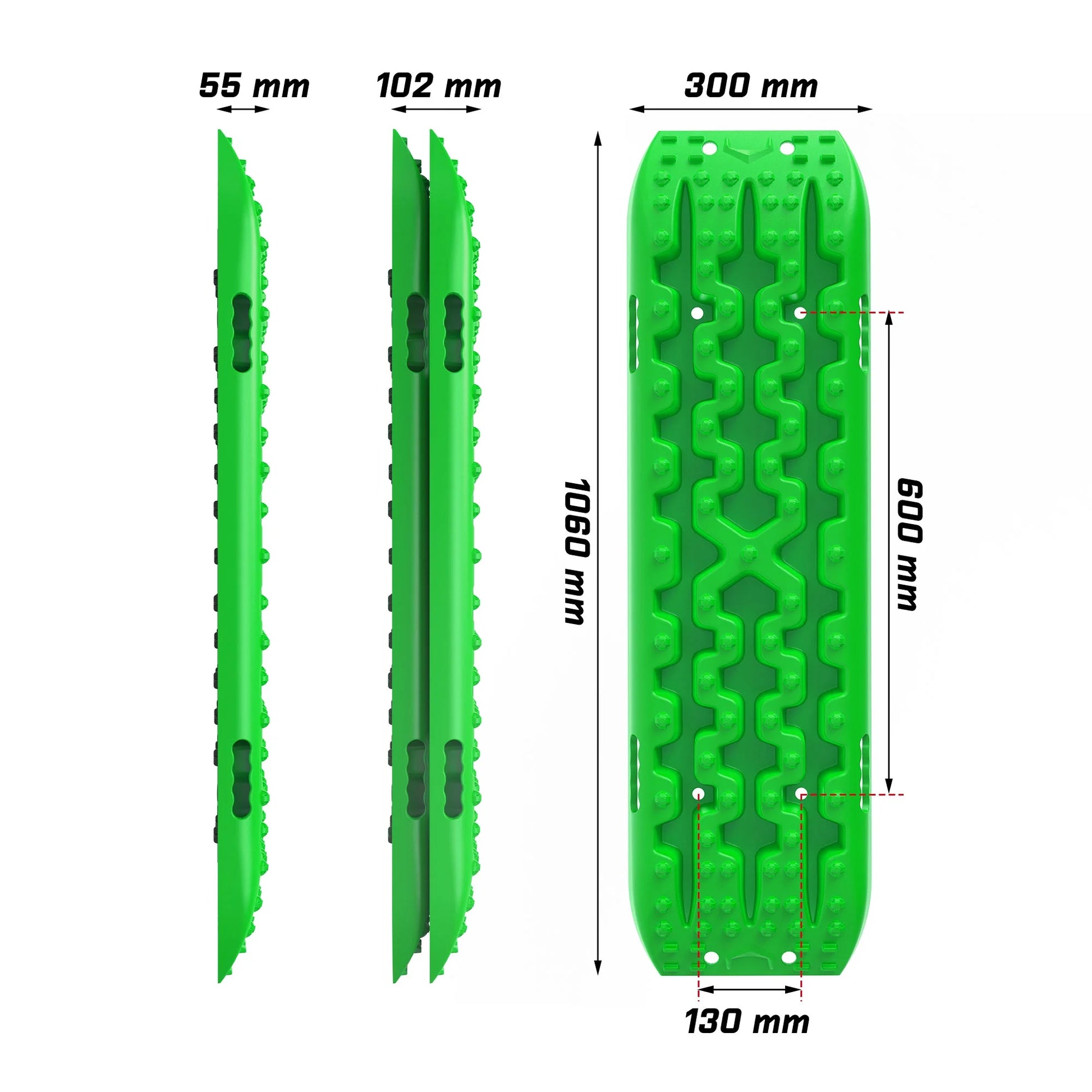 X-BULL Traction Track Traction Boards Kits Recovery Track 2PCS Sand Mud Snow Track Tire Ladder 4WD with Bag+Hardware Green 3.0