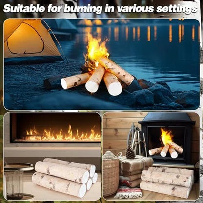 Large Birch Logs Fireplace Decor Birch Wood for Decorative DIY Crafts Natural Logs Gas Fireplace Log Fire Wood Logs for Decor Christmas 3.1-4 in Dia (Set of 5)