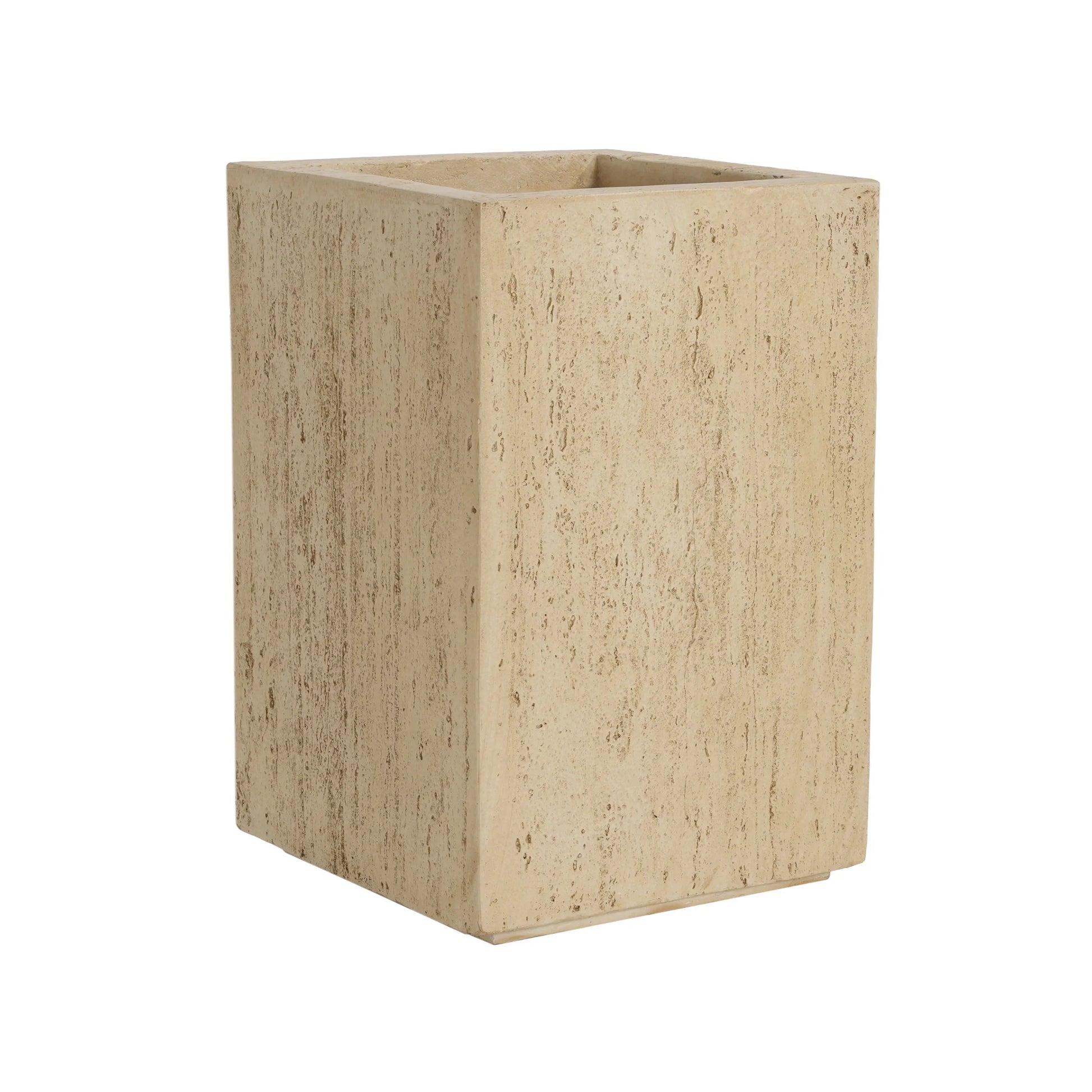 Christopher Knight Home Minimalist 27" H MGO Plant Box, Square Design, Indoor/Outdoor, Travertine Beige