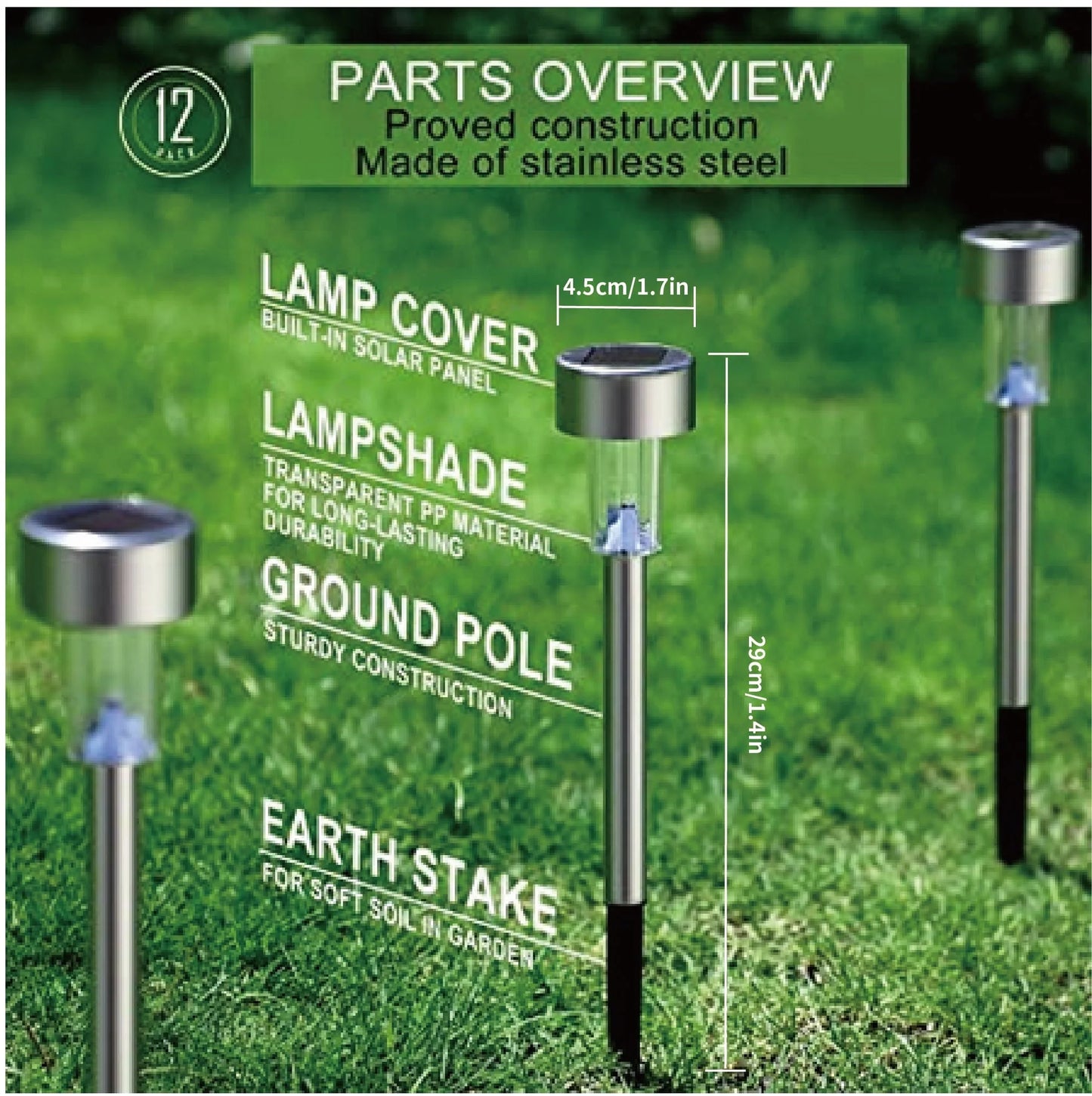 ROMUCHE 24PCS Solar Lights Outdoor Solar Garden Lights Solar Stake Lights Waterproof LED Lawn Light Seal Stainless Steel Solar Lights for Outside Pathway Garden Patio Christmas Decor(RGB)