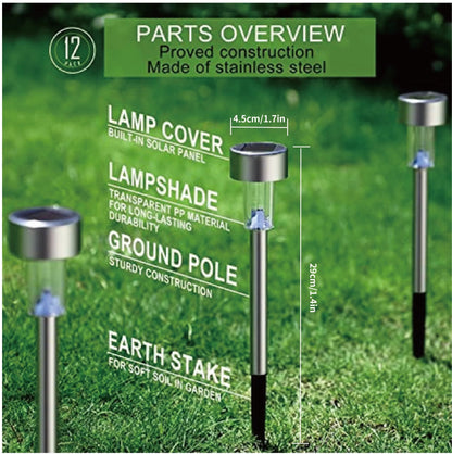 ROMUCHE 24PCS Solar Lights Outdoor Solar Garden Lights Solar Stake Lights Waterproof LED Lawn Light Seal Stainless Steel Solar Lights for Outside Pathway Garden Patio Christmas Decor(RGB)