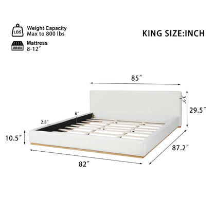 Christopher Knight Home Queen Bed with Velvet Upholstery, Solid Wood Platform, Padded Headboard, White