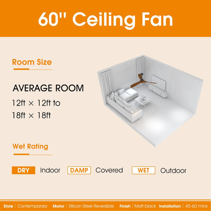 52 Inch Minimalist Ceiling Fan Light with 6 Speed Remote Energy-Saving Dc Motor,Matte White Metal & Wood Electrical Appliances Fans