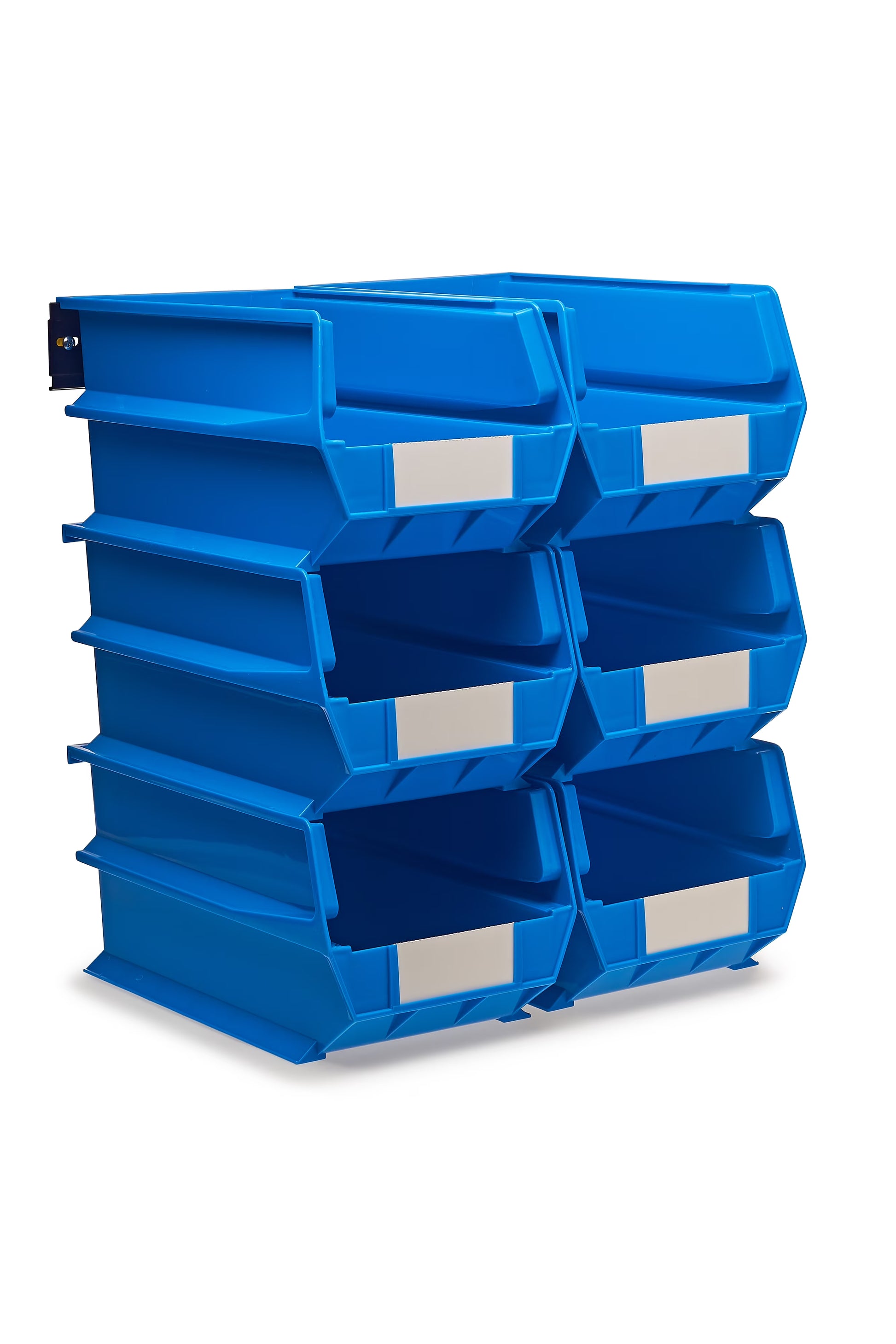 Triton Products LocBin 8-Piece Wall Storage Unit with 14-3/4"L x 8-1/4"W x 7"H Interlocking Poly Bins, 6ct, Wall Mount Rails 8-3/4"L with Hardware, 2pk Organizers