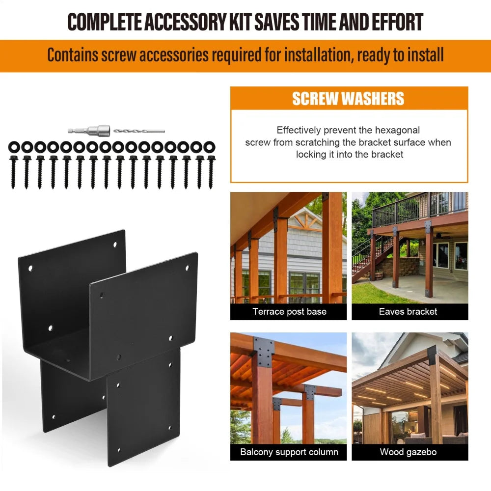 Tohu 12-Set Pergola Hardware Kit - Pre-Drilled Galvanized Brackets for Gazebo/Patio, 10-Minute Tool-Free Assembly 4In