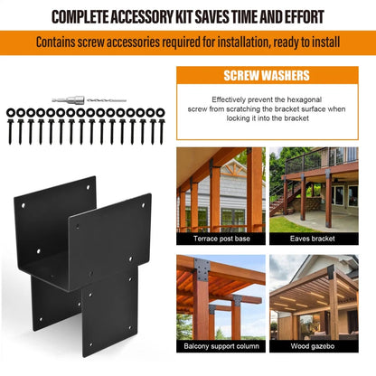 Tohu 12-Set Pergola Hardware Kit - Pre-Drilled Galvanized Brackets for Gazebo/Patio, 10-Minute Tool-Free Assembly 4In