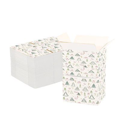 Ucanpack Christmas Boxes 8x8x4 inch - 100 Pack Winter Forest Printed Christmas Box Bulk - Holiday Shipping Box Made in USA Christmas Packaging Small Business