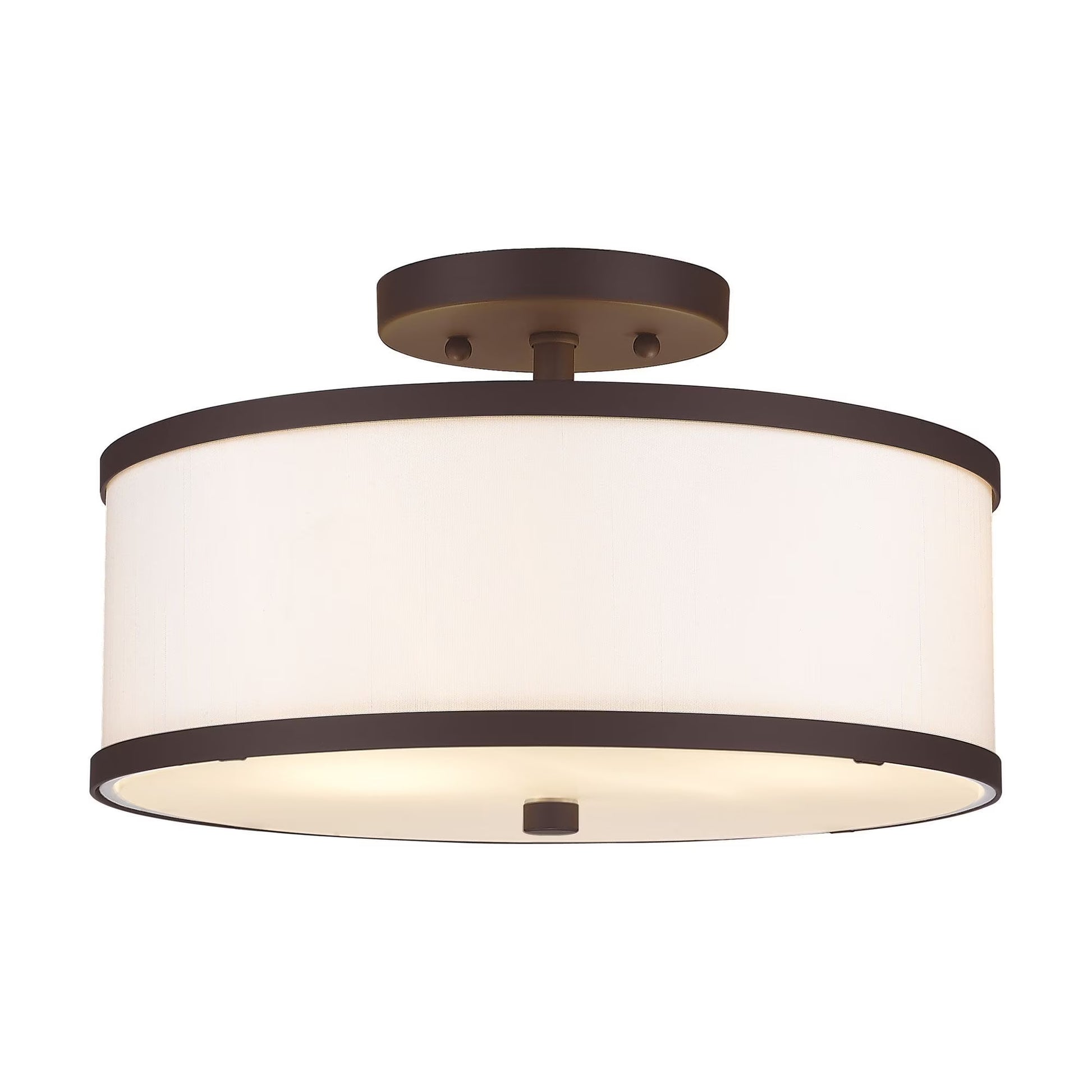Livex Lighting Park Ridge 2-Light Metal & Fabric Ceiling Mount in Antique Brass