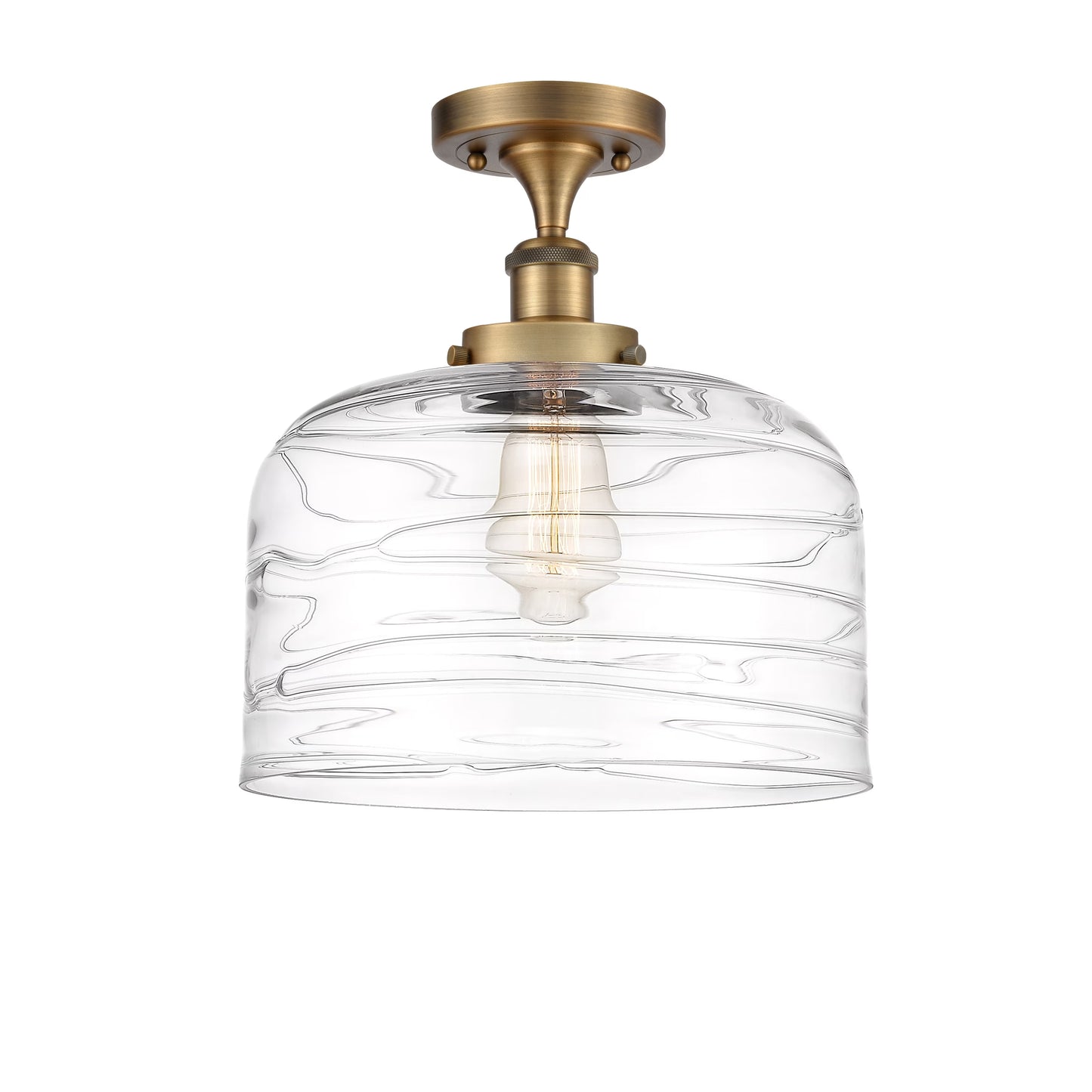 Innovations Lighting Ballston Urban Bell - 1 Light 12" Semi-Flush Mount Brushed Brass/Matte White