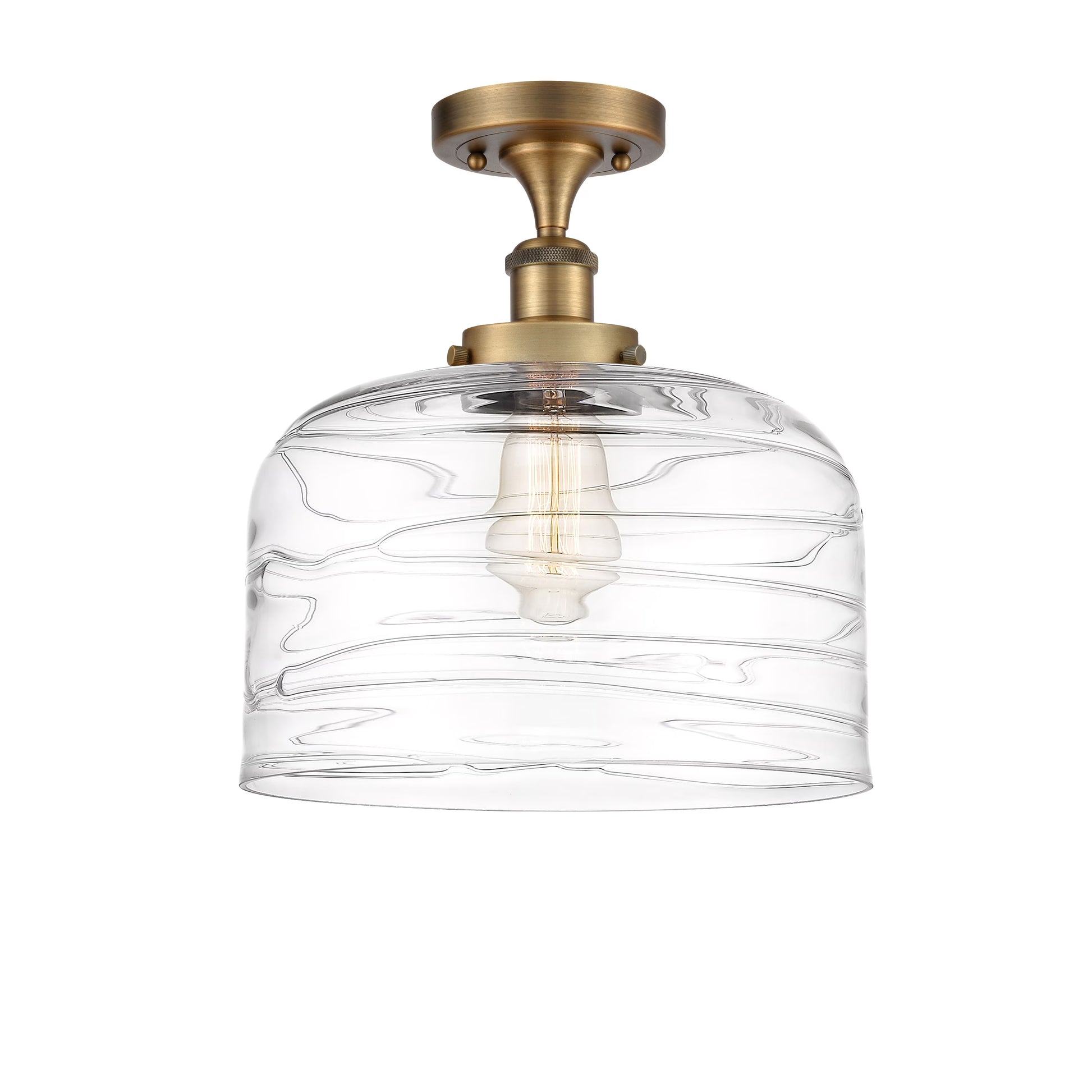 Innovations Lighting Ballston Urban Bell - 1 Light 12" Semi-Flush Mount Brushed Brass/Matte White