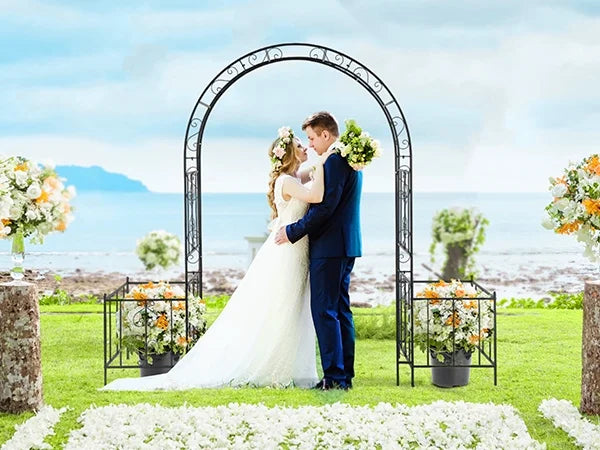UBesGoo Outdoor 6.7FT Garden Arbor with Planter Box, Wedding Arch Archway for Ceremony Party, Trellis for Plant Climbing, Christmas Decorations Pergola for Backyard, Lawn, Patio, Yard