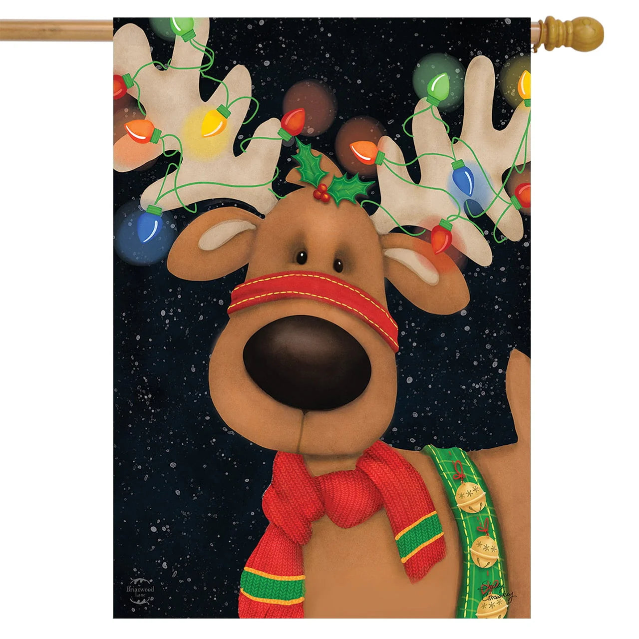 Reindeer in Lights Christmas House Flag Holiday 28" x 40" Briarwood Lane