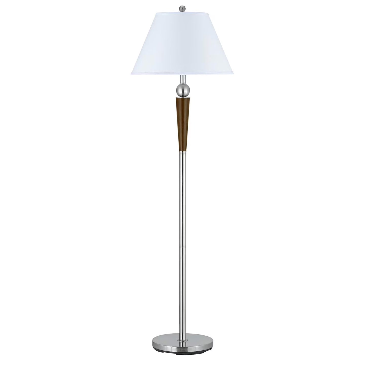 Cal Lighting Metal Floor Lamp in Brushed Steel and Espresso