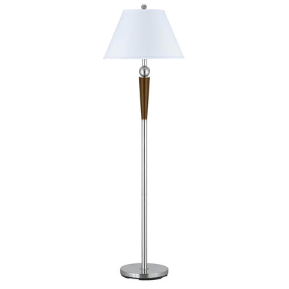 Cal Lighting Metal Floor Lamp in Brushed Steel and Espresso
