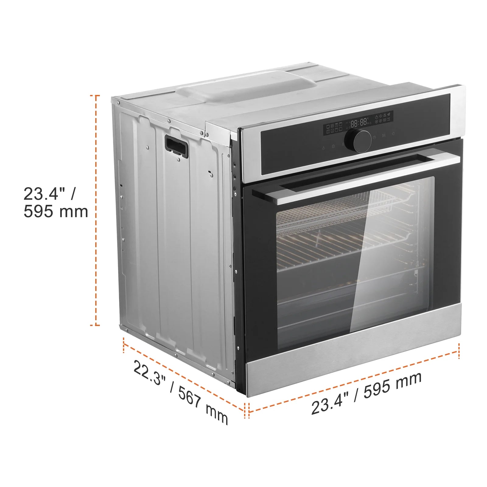 KFFKFF Solo Wall Oven, 24" Electrically Integrated Wall Oven with 16 Culinary Functions, 2.68 Cu.Ft Electric Wall Ovens with Timing Device, 3150W Electric Oven inclusive of Baking Rack and Tray