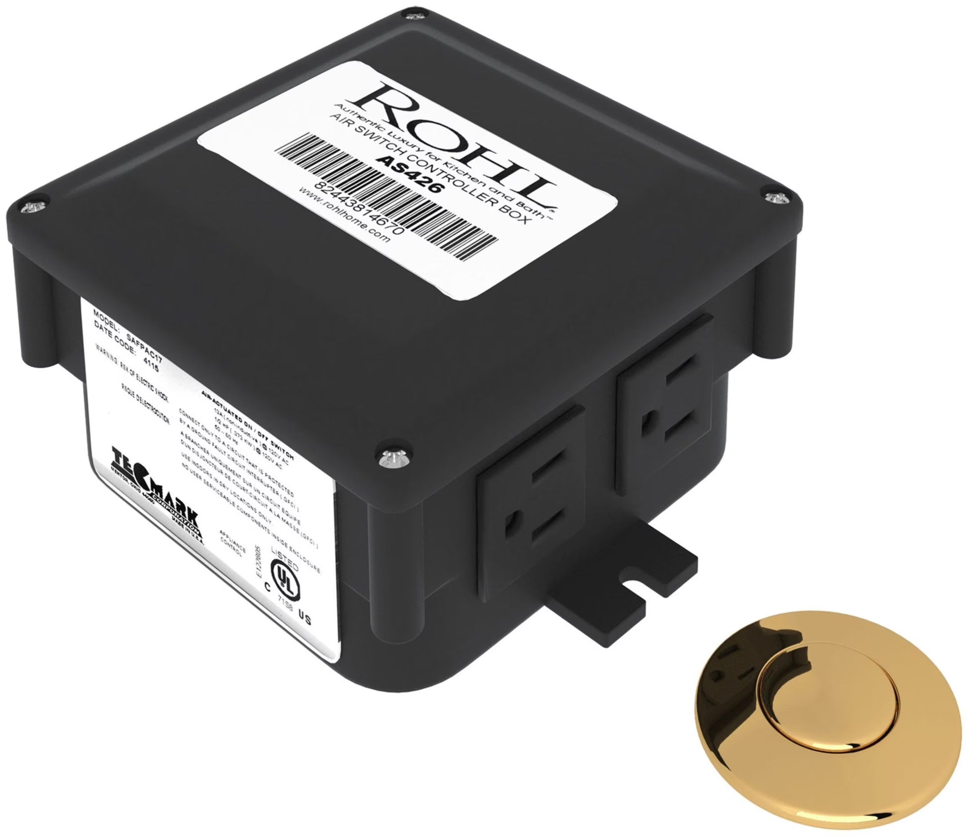 ROHL AS425, 15 Amps 120 Volts Satin Nickel Air Activated Electrical Switch