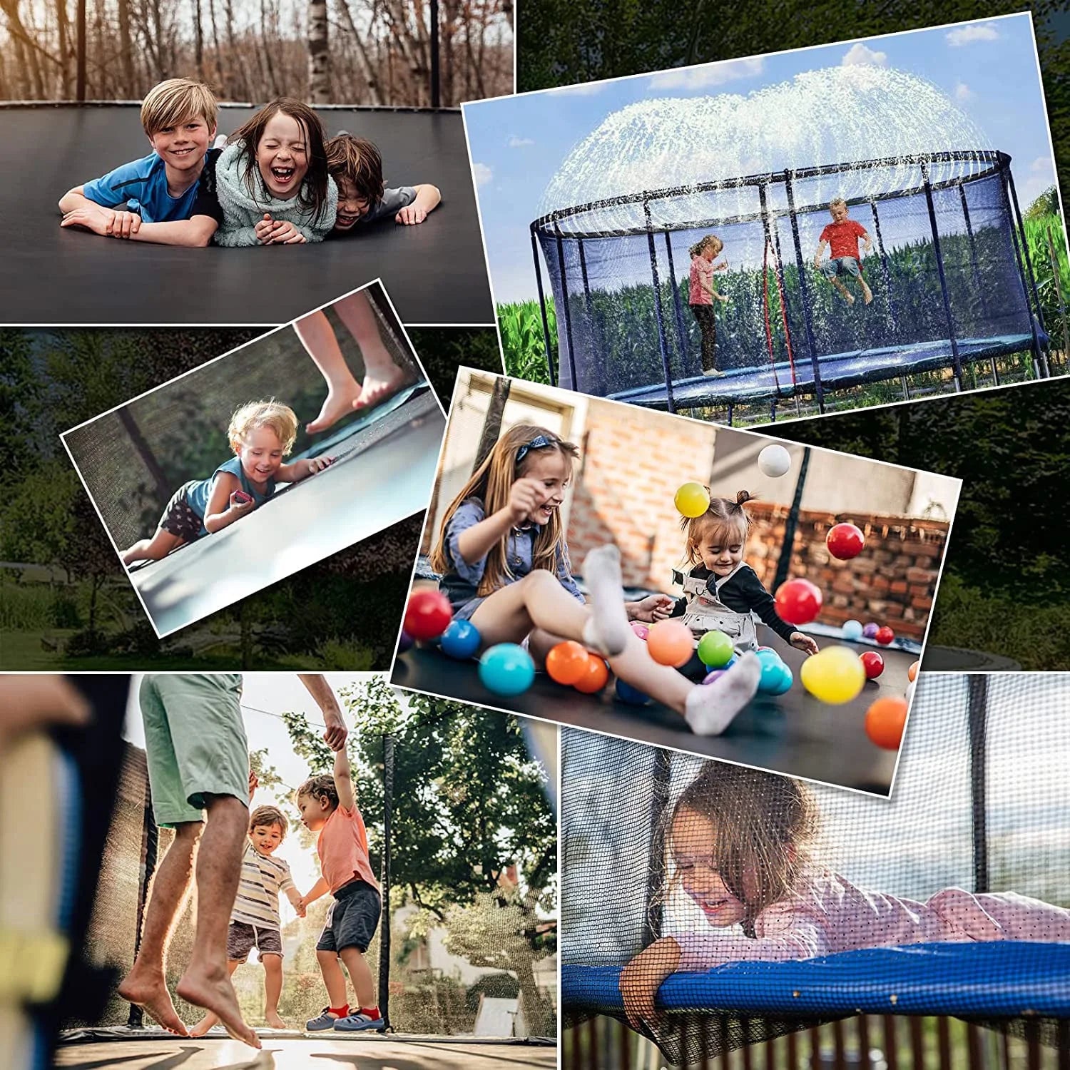 CITYLE 12FT Trampoline for Adults and Kids, No-Gap Design Heavy-Duty Outdoor Trampoline with Enclosure Net, Basketball Hoop, Lights, Wind Stakes, Christmas Birthday Gift