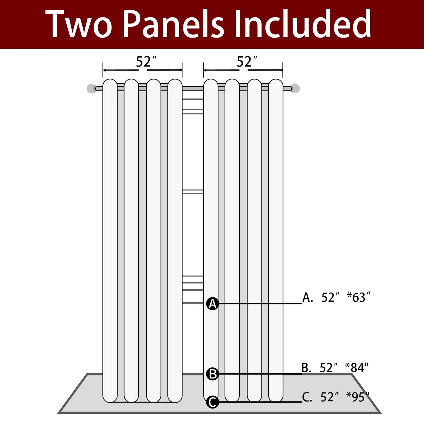 CAROMIO Christmas Curtains for Living Room, Red Velvet Window Curtains 2 Panels Set Room Darkening Curtains, 52 x 63 inches