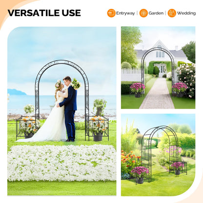 UBesGoo Outdoor 6.7FT Garden Arbor with Planter Box, Wedding Arch Archway for Ceremony Party, Trellis for Plant Climbing, Christmas Decorations Pergola for Backyard, Lawn, Patio, Yard