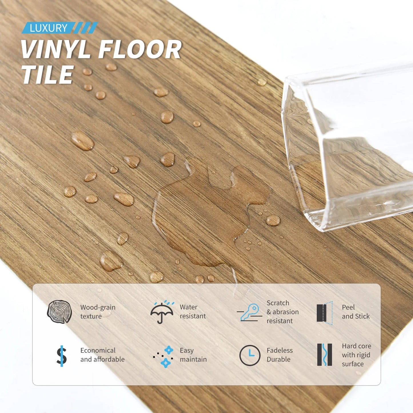 Self-adhesive 6" x 36" x 0.05" Luxury Vinyl Plank(36 pack)