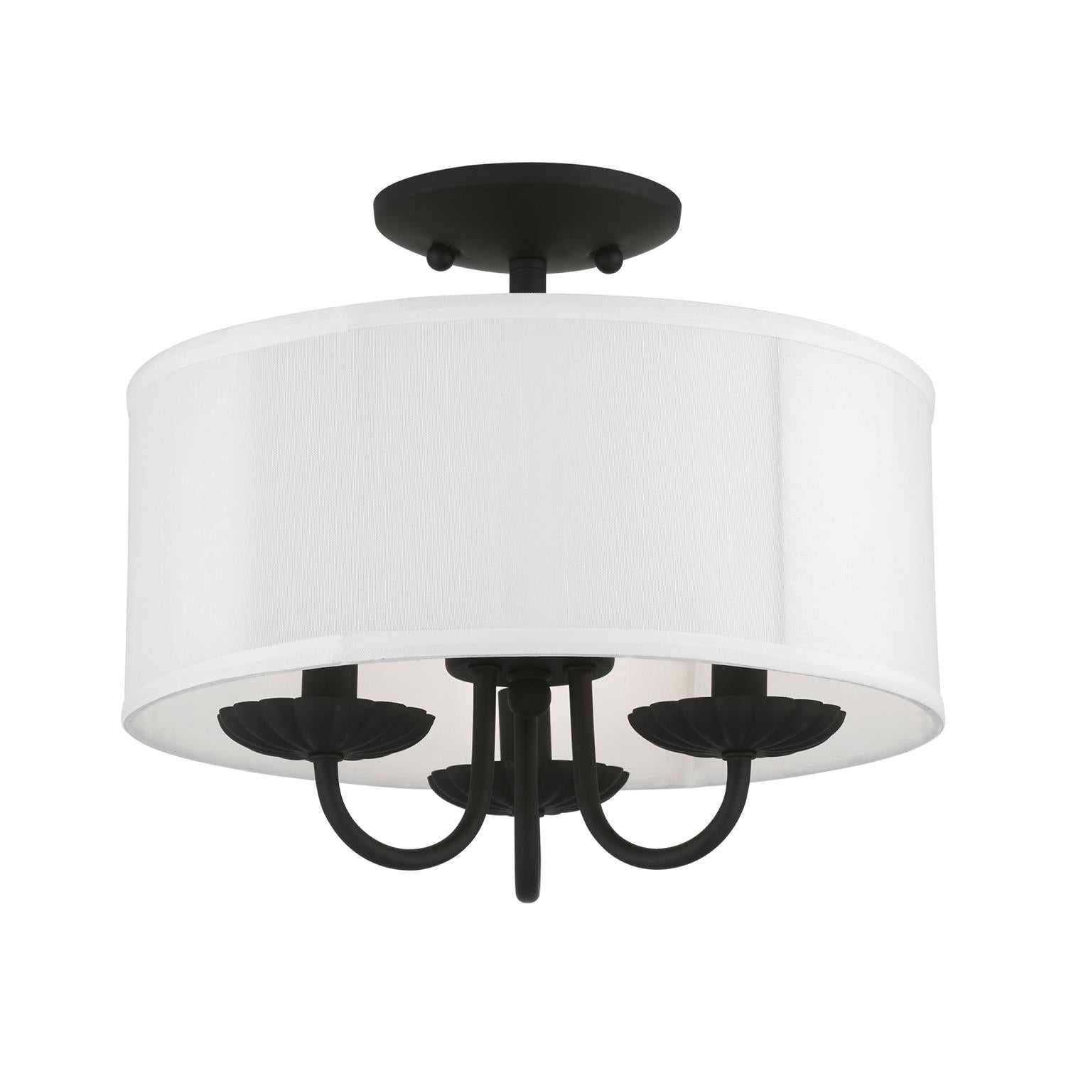 42987-33-Livex Lighting-Brookdale - 3 Light Semi-Flush Mount In Transitional Style-11 Inches Tall and 13 Inches Wide-Soft Gold Finish