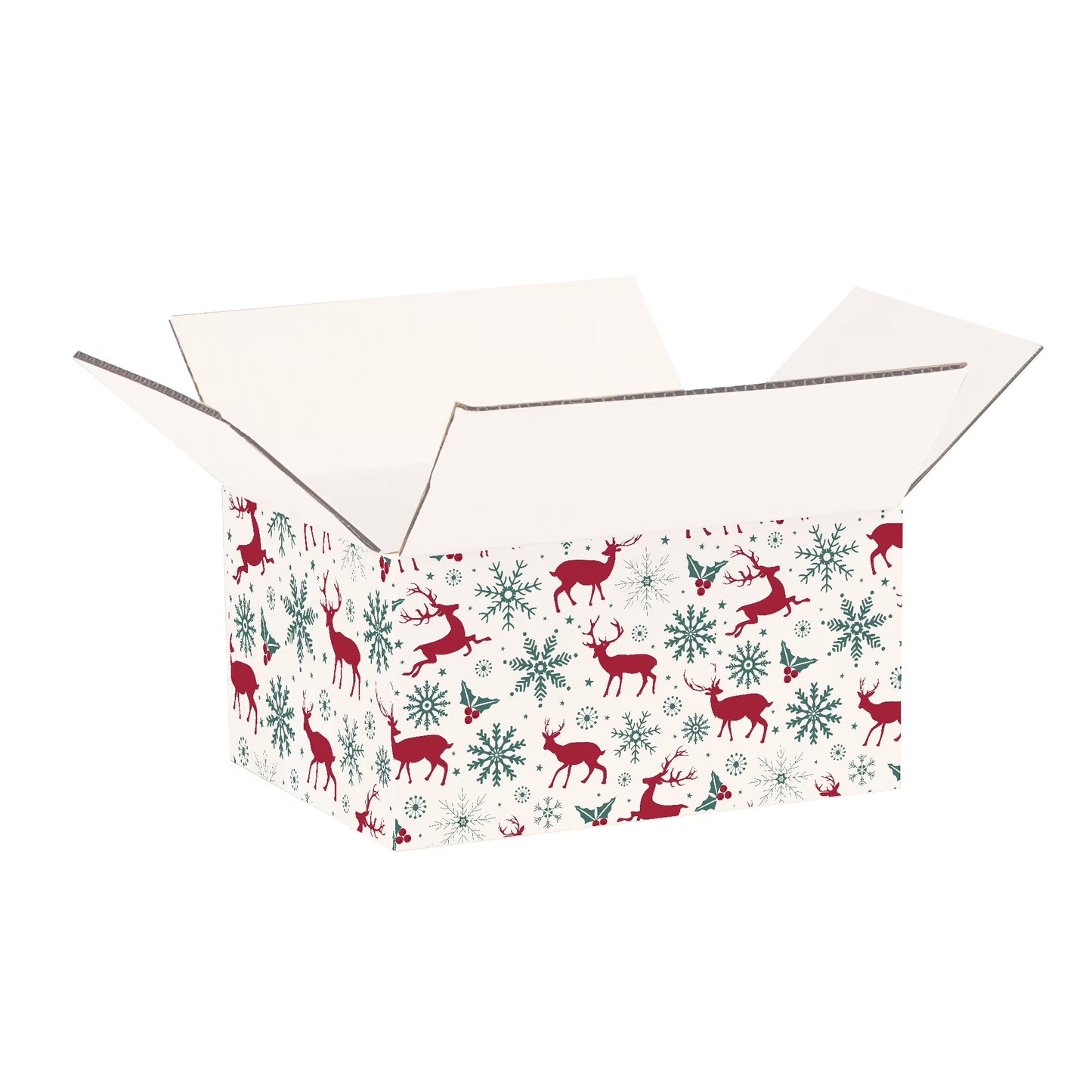 Ucanpack Christmas Packing Boxes 8x6x4 inch - 100 Pack Vintage Reindeer Printed Square Christmas Boxes - Holiday Shipping Box Made in USA Christmas Shipping Boxes Large