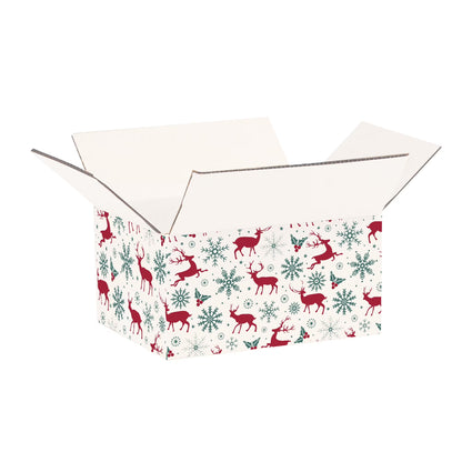Ucanpack Christmas Packing Boxes 8x6x4 inch - 100 Pack Vintage Reindeer Printed Square Christmas Boxes - Holiday Shipping Box Made in USA Christmas Shipping Boxes Large